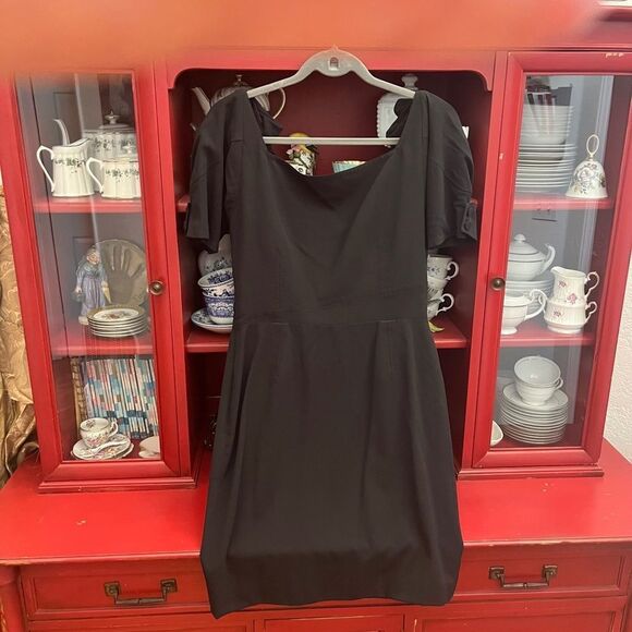 Vintage Zac Posen Drape Front Silk Dress Black Size 8 - Picture 2 of 6